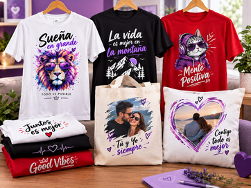 Camisetas y bolsos decorados con diseños personalizados